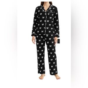 🆕 Black Bow Pajamas Set KATE SPADE XL Luxe Soft NEW NWT